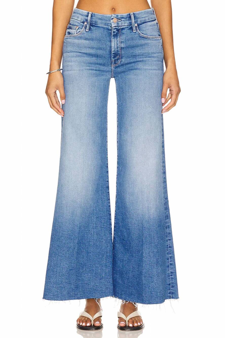 NEW MOTHER roller fray wide leg jeans in fan favorite